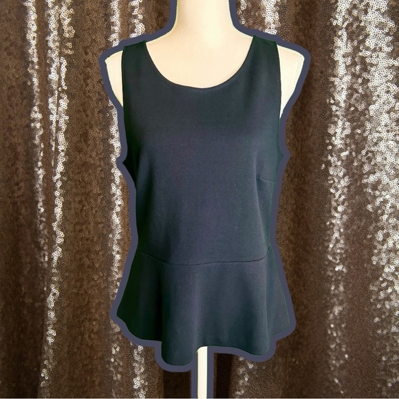 NWT J. Crew Factory Navy Blue Cotton Sleeveless Peplum Top Size Medium - Picture 1 of 9